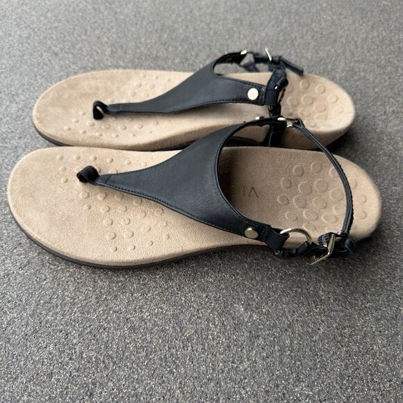 Vionic Womens 9 Kirra Sandals Shoes Black Thong Slingback Orthotic Flats - Picture 3 of 5